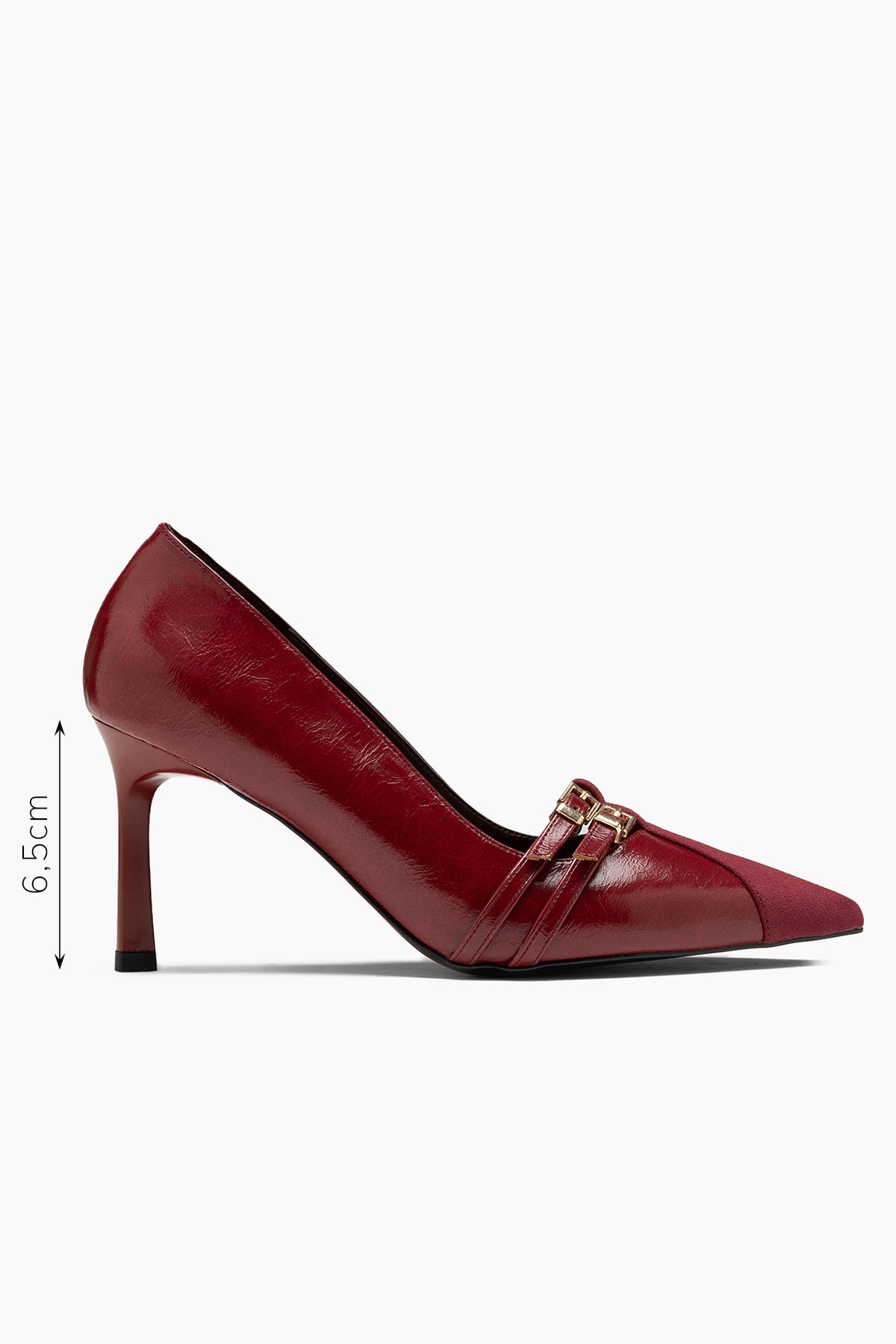 Lavender Bordo Deri Toka Detaylı Kadın Stiletto