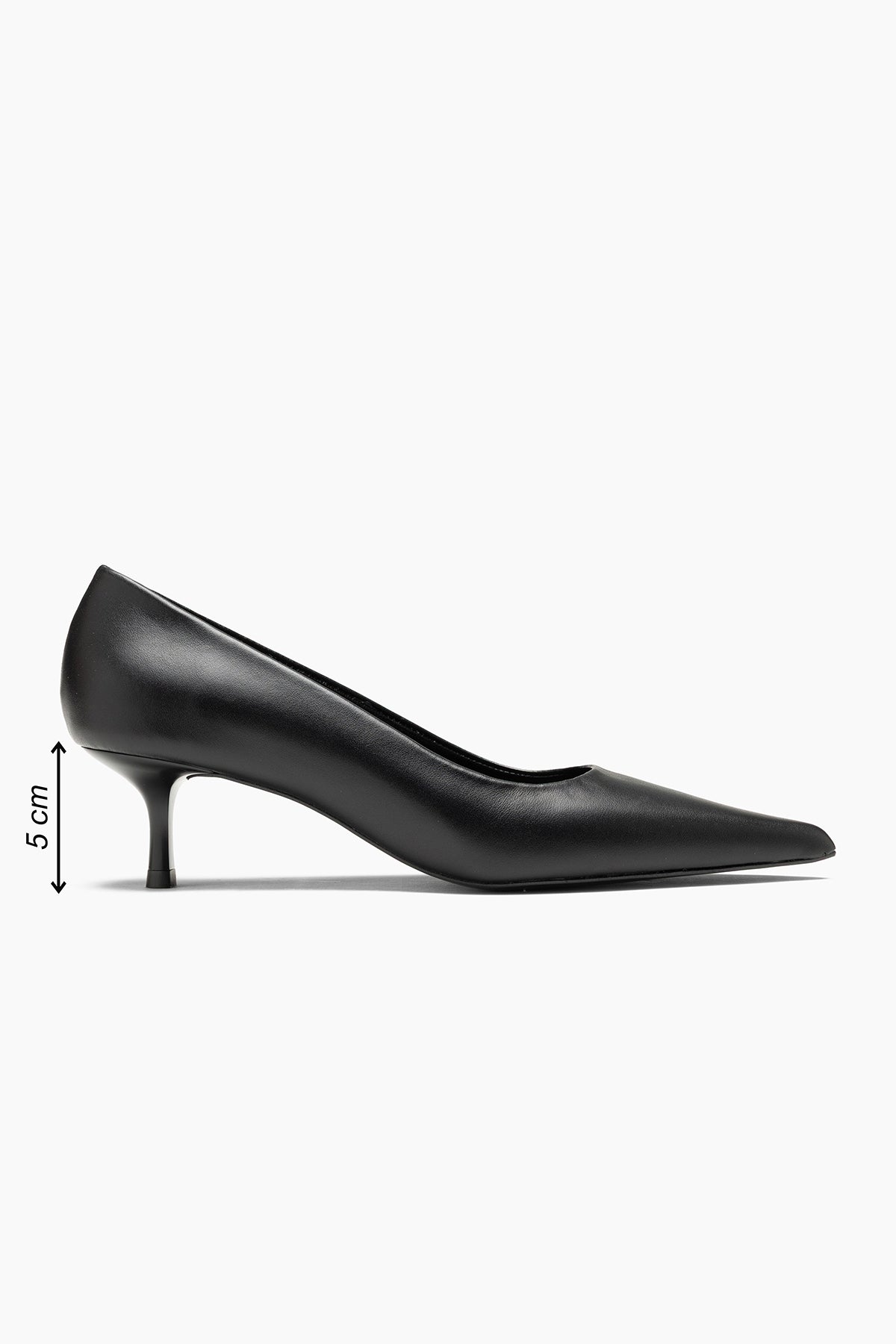Alberta Hakiki Deri Siyah 5 cm Topuklu Stiletto Ayakkabı