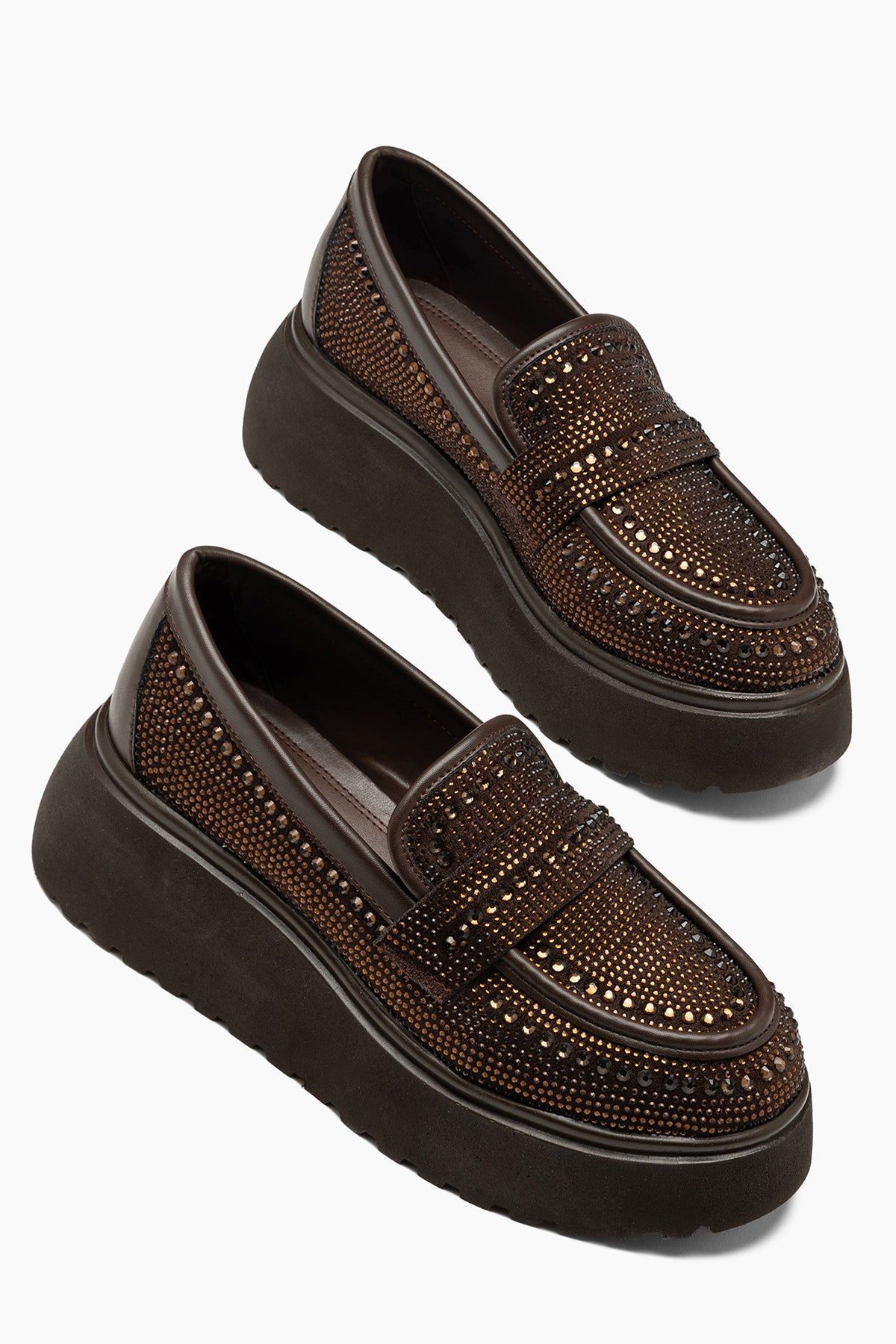 Acacia Kahve Taş Detaylı Kadın Loafer Ayakkabı