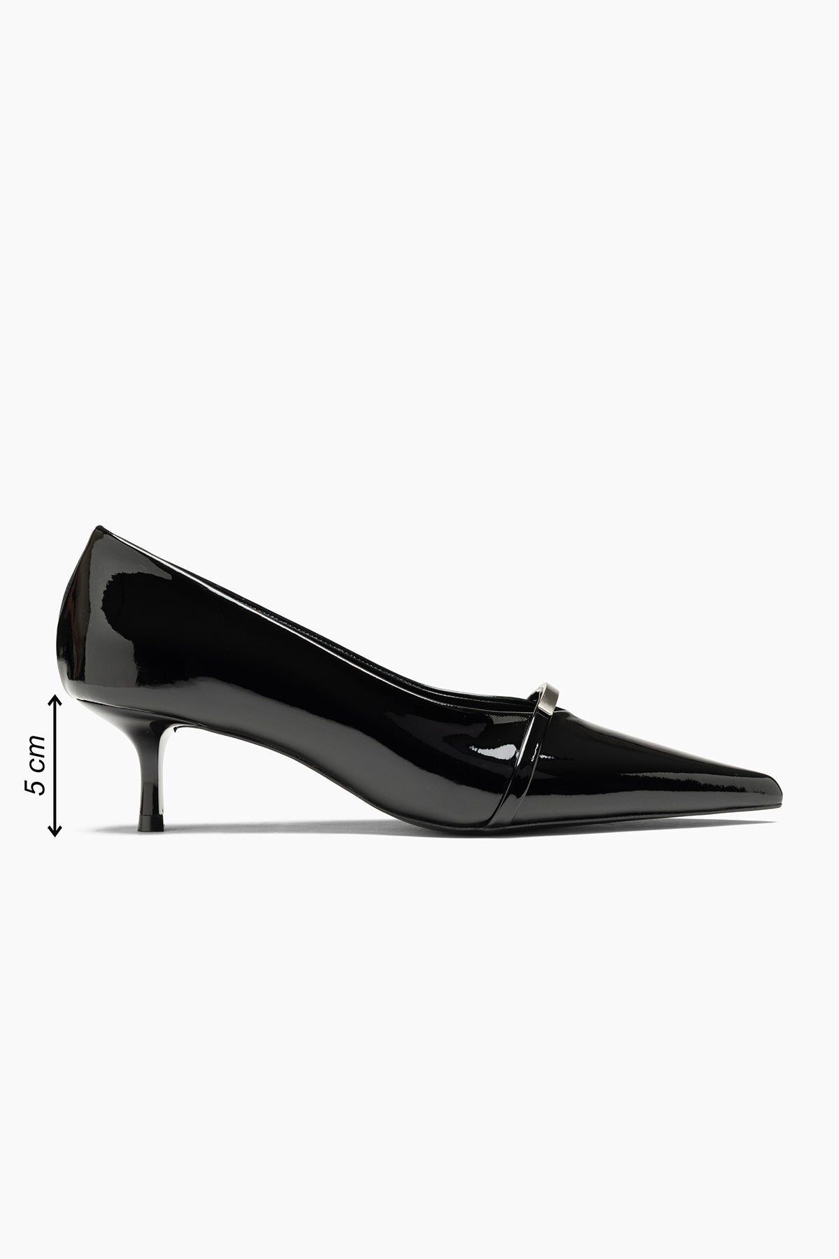 Babs Siyah Rugan Tokalı Kadın Topuklu Stiletto Ayakkabı