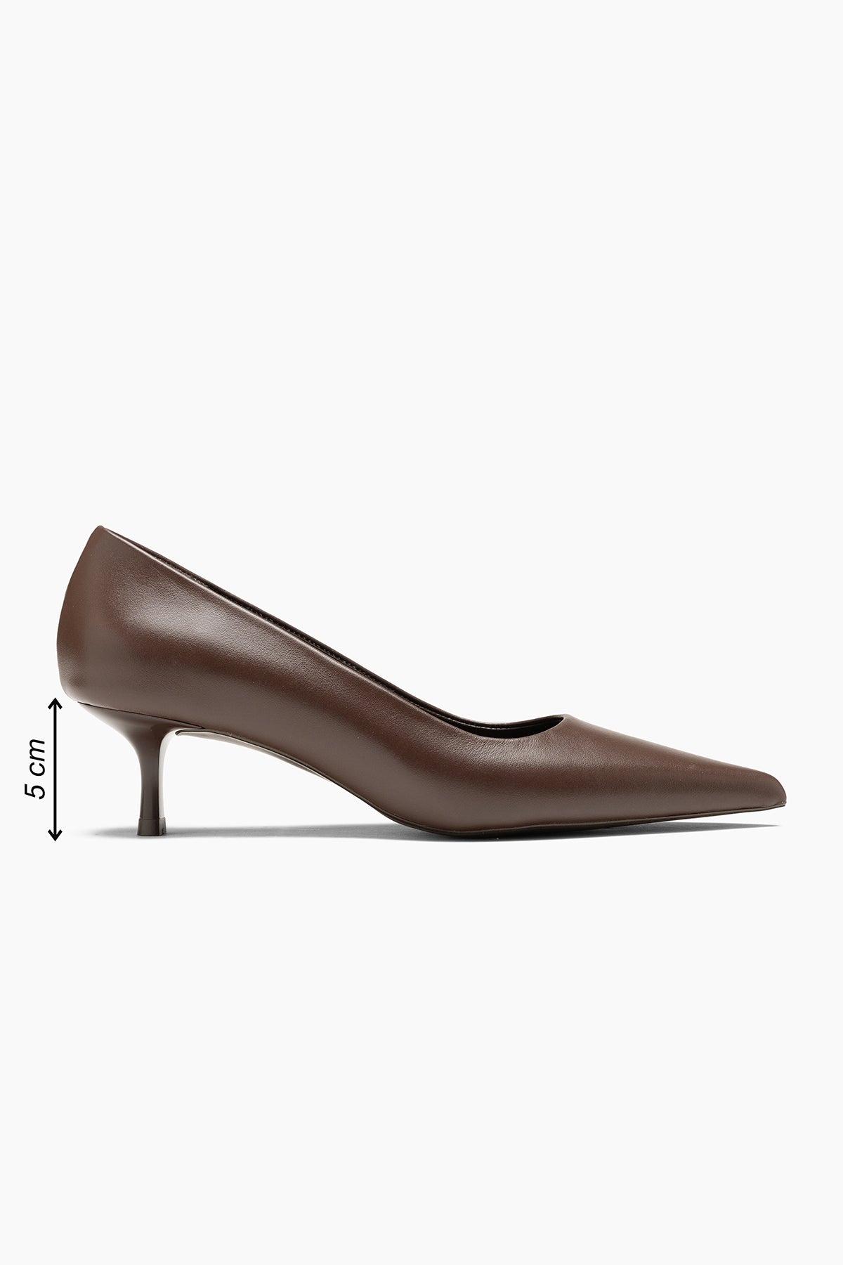 Alberta Hakiki Deri Kahve  5 cm Topuklu Stiletto Ayakkabı
