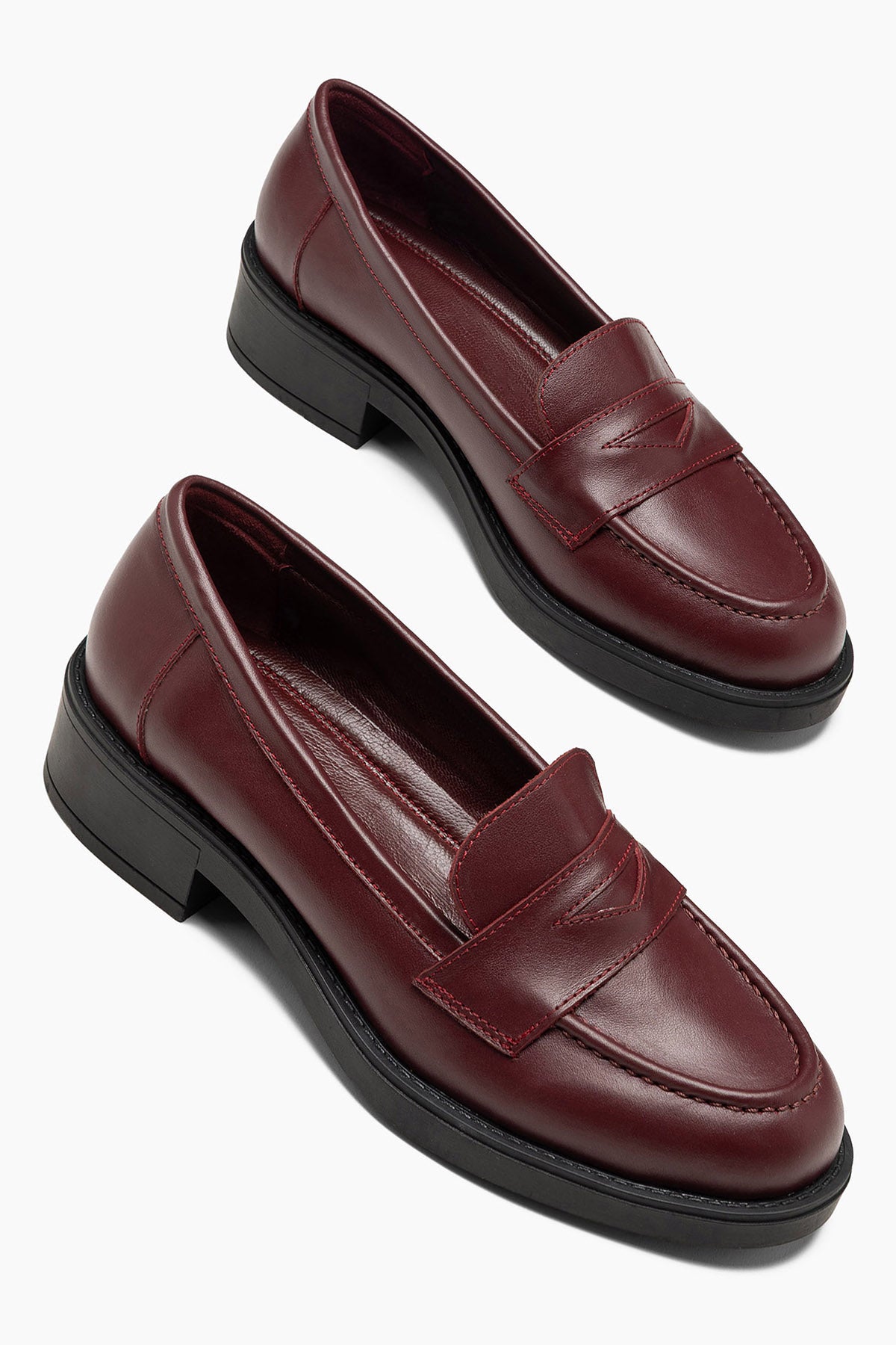 Greta  Bordo Cilt Hakiki Deri Kadın Loafer Ayakkabı
