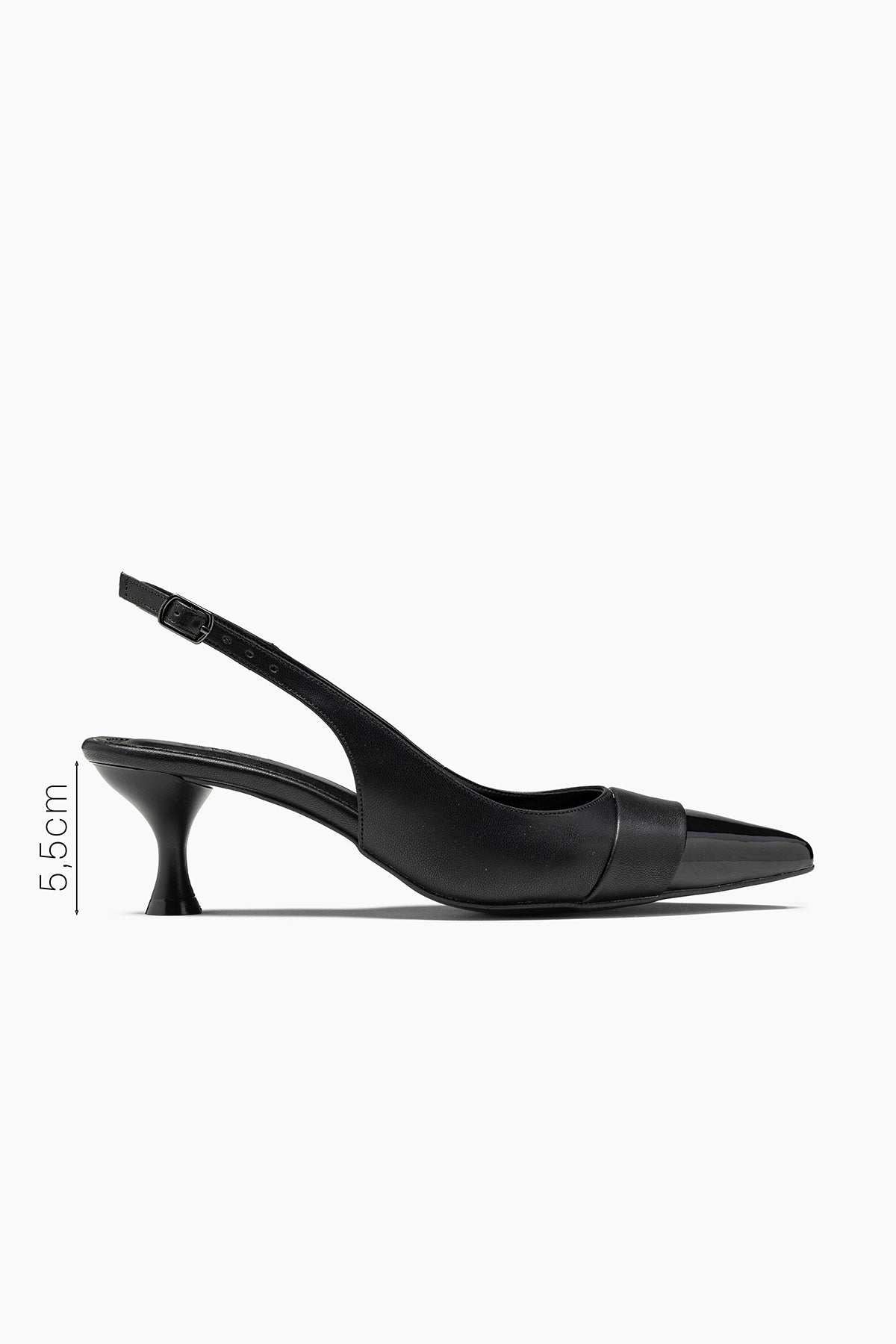 Aneta Siyah Cilt Sivri Burunlu Stiletto Kadın Ayakkabı