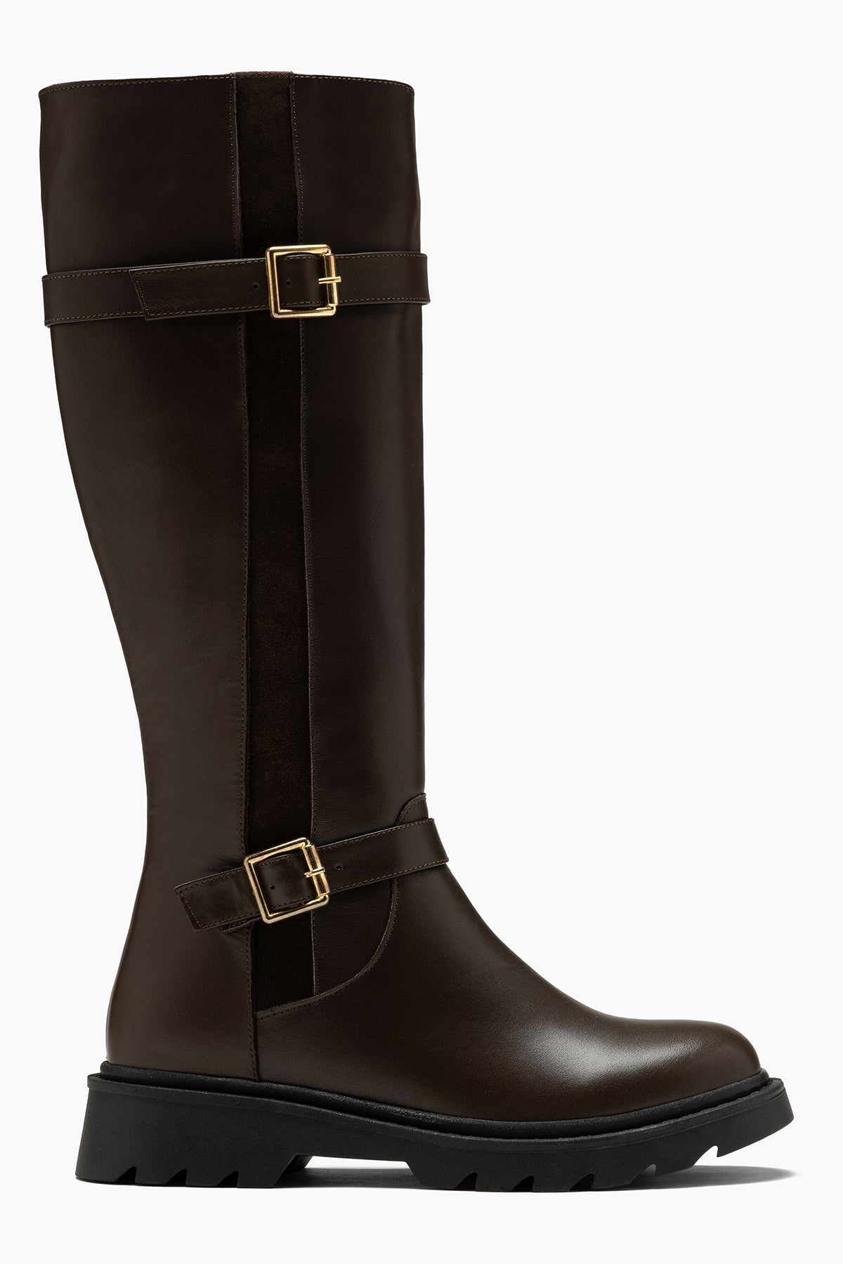 Nova Kahve Hakiki Deri Toka Detaylı Yandan Fermuarlı Kadın Çizme
