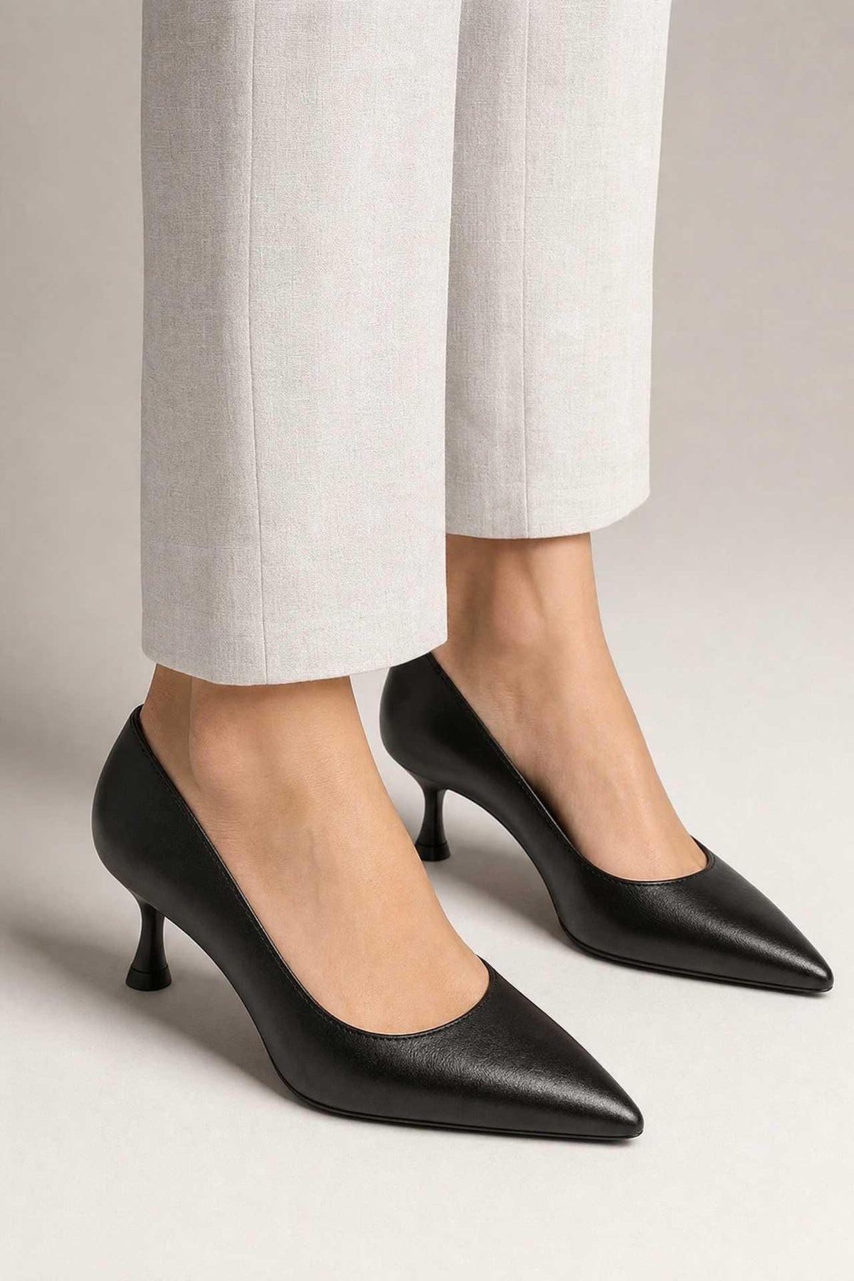 Austin Hakiki Deri Siyah Cilt 5 cm Kadın Stiletto
