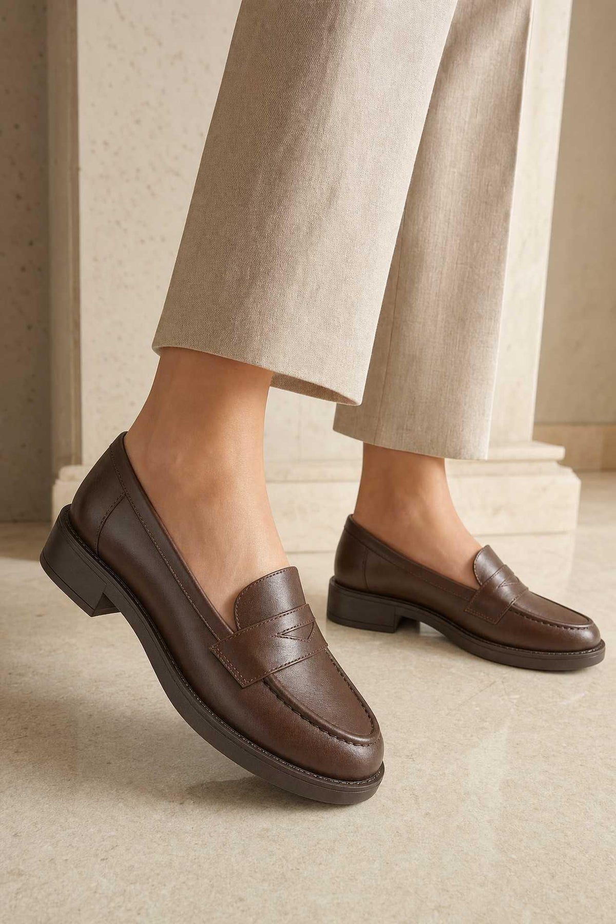 Greta  Kahve  Cilt Hakiki Deri Kadın Loafer Ayakkabı