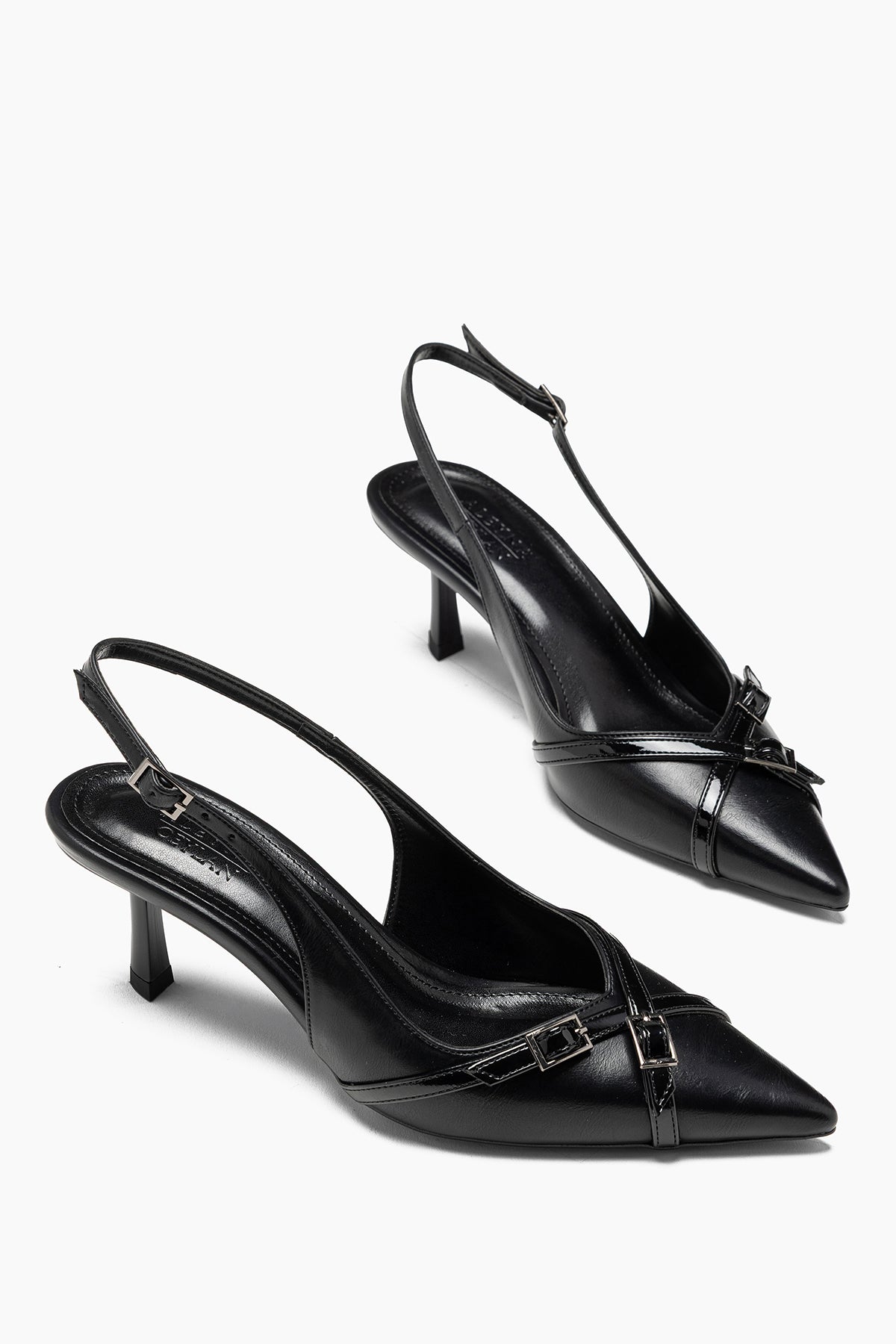 Ewa Siyah Cilt Sivri Burunlu Stiletto Kadın Ayakkabı