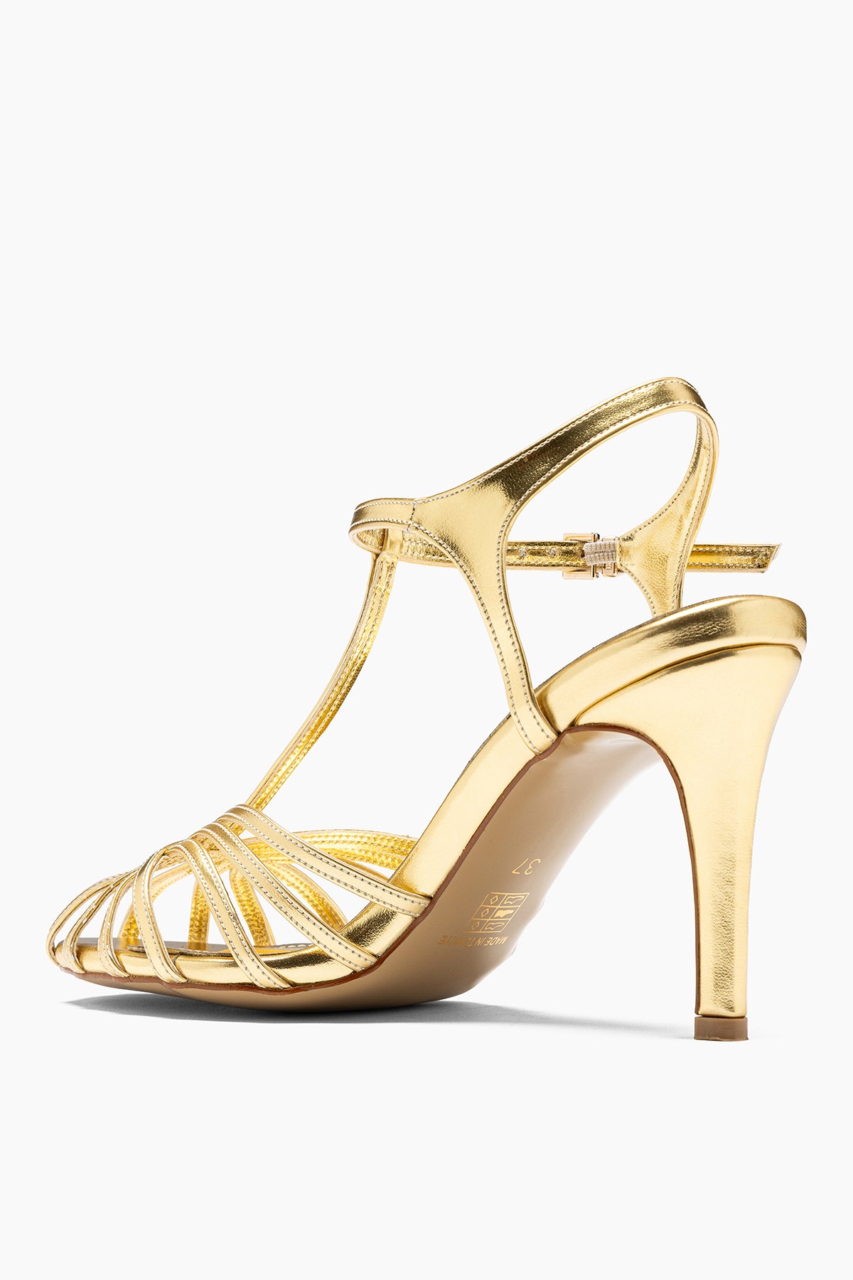 Ilona Gold Metalik Yuvarlak Burunlu Kadın Sandalet