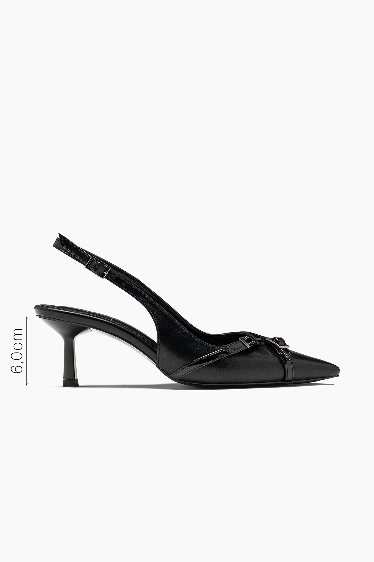 Ewa Siyah Cilt Sivri Burunlu Stiletto Kadın Ayakkabı