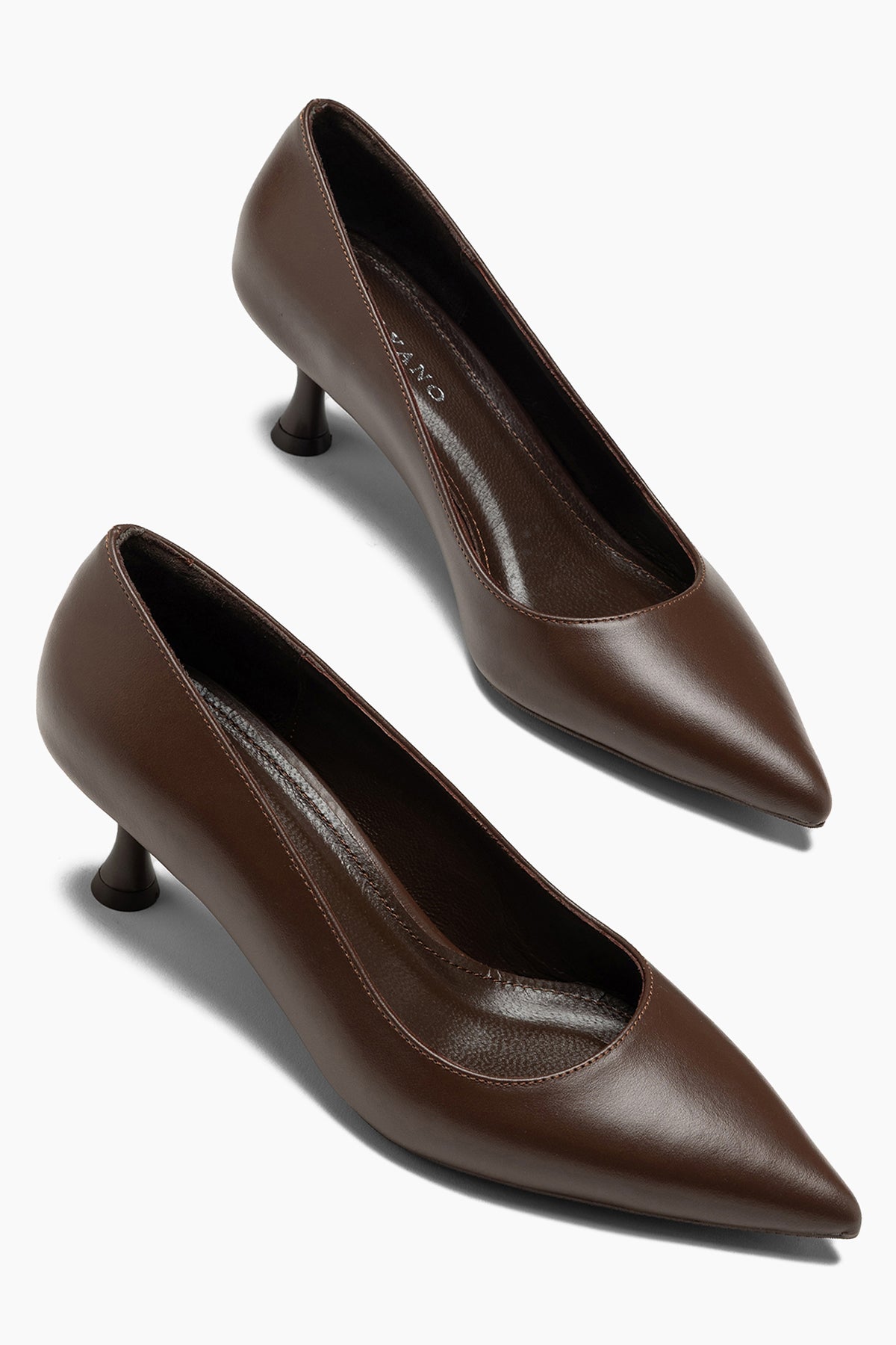 Austin Hakiki Deri Kahve  Cilt 5 cm Kadın Stiletto