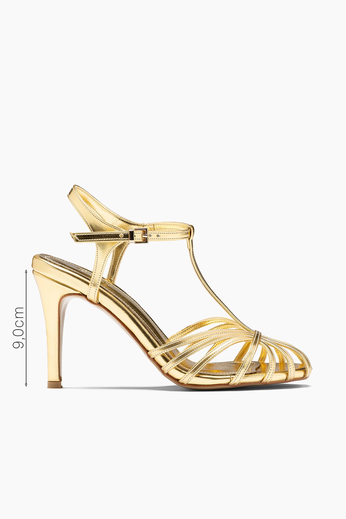 Ilona Gold Metalik Yuvarlak Burunlu Kadın Sandalet