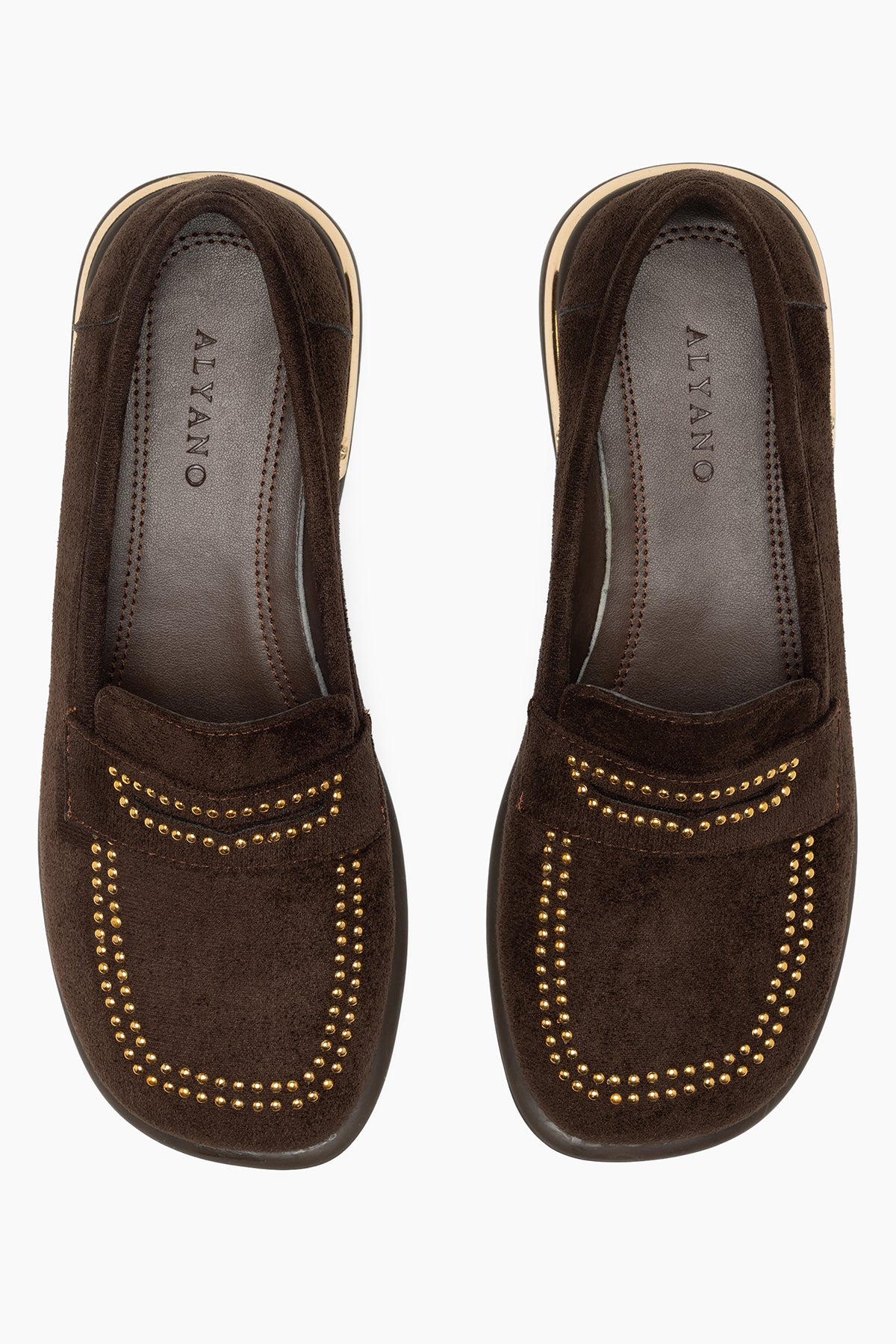 Uluru Kahve Süet Altın Detaylı Zımbalı Kadın Loafer Ayakkabı
